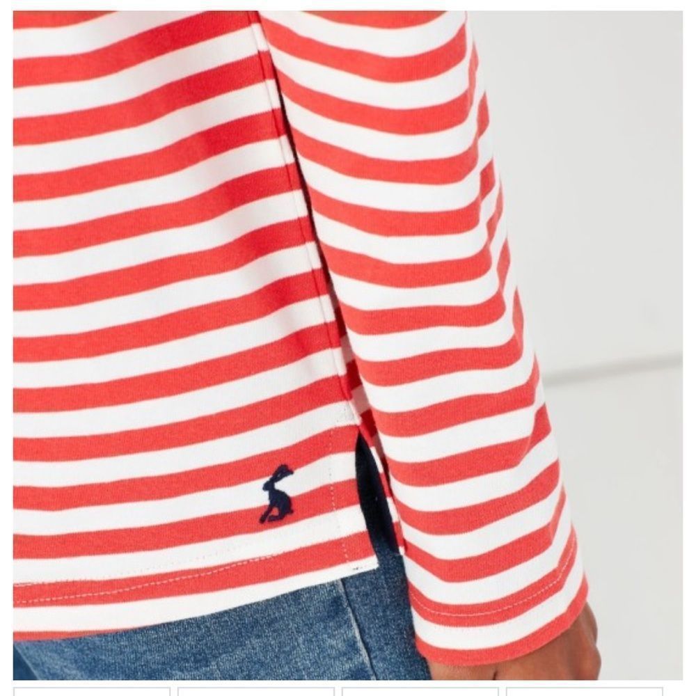NEW Joules Women thick Top long sleeve shirt white red striped dog blouse size 8 - Picture 4 of 15